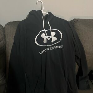Men’s Under Armour lighter weight hoodie.  XXL - Black with gray logo.